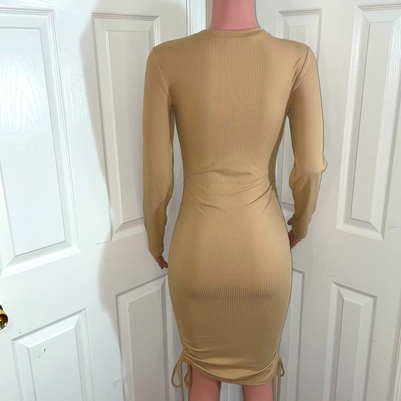 Ribbed Drawstring Stretch Midi Dress - Picture 7 of 7